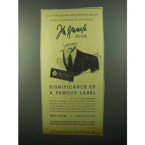 1943 John Wanamaker Men's Clothing Ad - Direct Result