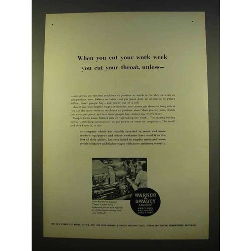 1963 Warner & Swasey Turret Lathes Ad - Cut Your Work