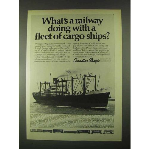 1967 Canadian Pacific Railway Ad - Fleet of Cargo Ships