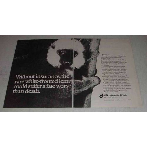 1980 U.S. Insurance Group Ad - White-Fronted Lemur