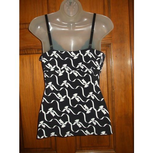 White House Black Market Black & White Bow Print Cami Top - Size M
