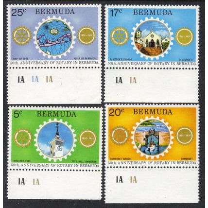 Bermuda 1974 QE2 Set Rotary 55th Anniversary Umm SG 320 - 323 ( 973 )