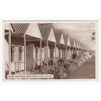Chalet Lines Butlin's Luxury Holiday Camp Pwllheli Postcard 1951 RP