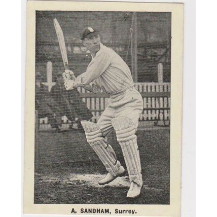 DC Thomson Cricketers 1924 'X' size Trade Card A Sandham Surrey Rover