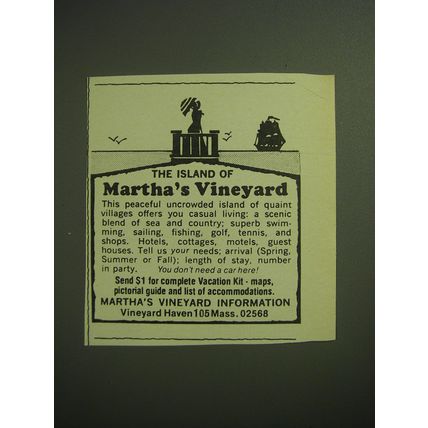 1974 Martha's Vineyard, Massachusetts Ad - The island of Martha's Vineyard