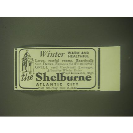 1945 The Shelburne Resort, Atlantic City Ad - Winter warm and healthful
