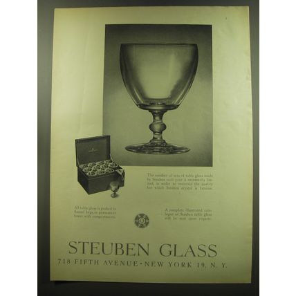 1949 Steuben Glass Table Glasses Ad