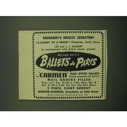 1949 Ballets de Paris Ad - Broadway's Biggest Sensation