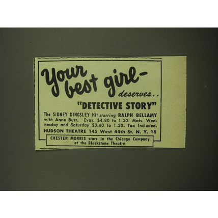 1949 Detective Story Play Ad - Your best girl - deserves.. Detective Story