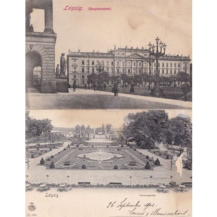 Leipzig Palmengarten Hauptpostamt 2x Postcard s