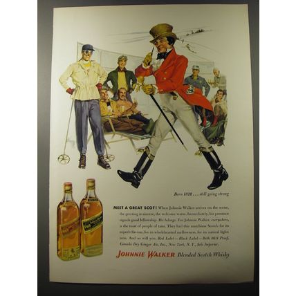 1953 Johnnie Walker Scotch Ad - Born 1820.. still going strong