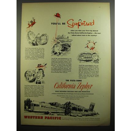 1954 Western Pacific Railroad Ad - You'll be surprised when you take your trip