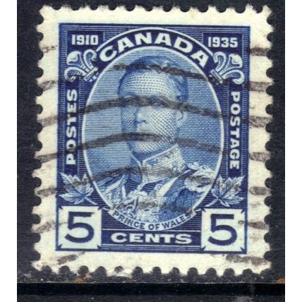 Canada 1935 KGV 5ct Blue Silver Jubilee Used SG 338 ( T378 )