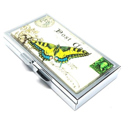 Butterfly Carte Postal Pill Box Square 1.3 CM - Ladies Gift Storage