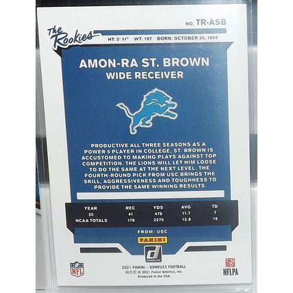 2021 Donruss AMON-RA ST BROWN (Lions) The Rookies #TR-ASB