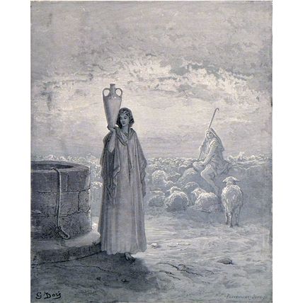 JACOB KEEPING LABAN’S FLOCKS 1885 Gustave Doré - Pannemaker ANTIQUE ENGRAVING
