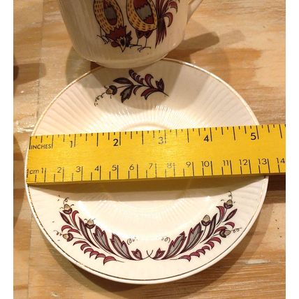 Vintage Japan Cup And Saucer Plater 2x Set White Floral Rooster Stamp