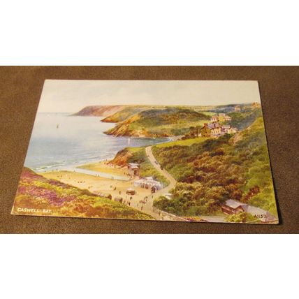 Valentines Art Colour Postcard - Caswell Bay, Gower - A1157 Artist Trick