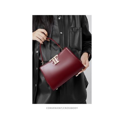 Genuine Leather Women Shoulder Purses and Handbags Red