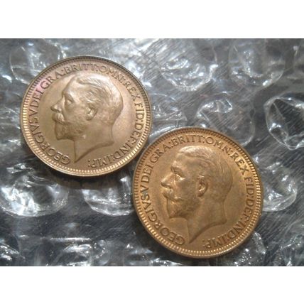 2 x 1936 George V farthing.