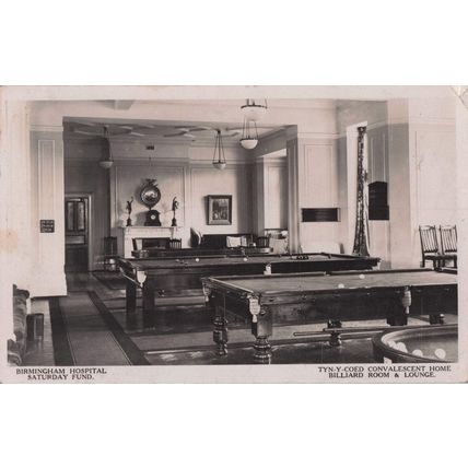 Billiard Room Birmingham Hospital Saturday Fund Tyn-Y-Coed Old Postcard