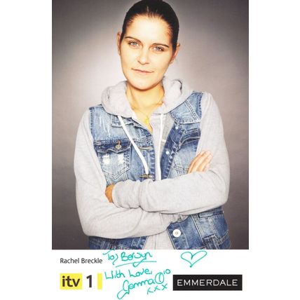 Rachel Breckle Emmerdale Hand Signed Cast Card Photo