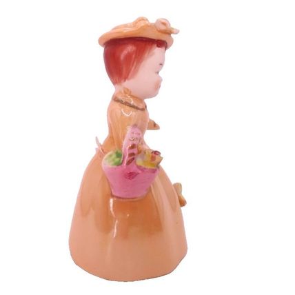Ornamental Bell Girl in a Orange Dress Carrying Flowers 10 CM Figurine/Ornament
