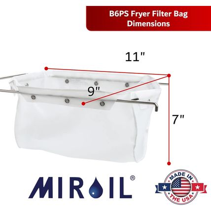 Miroil B6PS Fryer Filter Bag & Frame Combo, Extends Grease Life, Handles Hot & C
