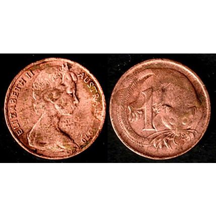 Australia One Cent 1970 Used. Coin Possum Queen Elizabeth II 1c QE II