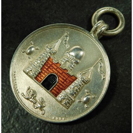 Vintage Solid Silver Enamel Watch Chain Fob Medal 1927 Surrey County Football