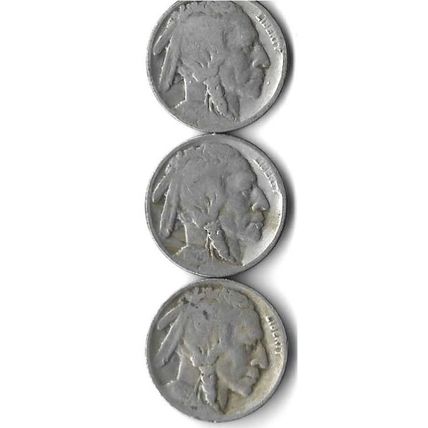 Lot of 3 1925-S US Buffalo Nickel G