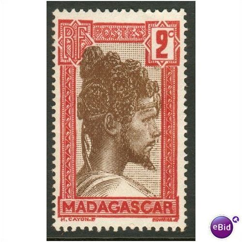 Madagascar stamps 1930 - SG 125 - Sakalava Chief 2c MWG