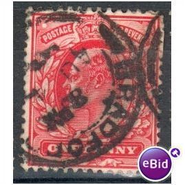 GB stamps 1902-10 KEV11 - 1d SG219 Bradford 8
