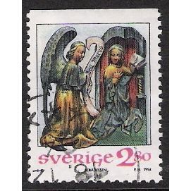 Fa 1871: 2 Kr. 80 multicoloured Christmas: The Annunciation (Askeby Church).