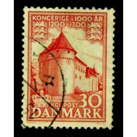 DENMARK 1953 SG 390 30 ORE RED NYBORG CASTLE FINE USED #