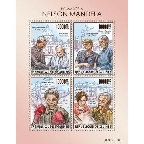 GUINEA 2015 SHEET MNH NELSON MANDELA NOBEL PRIZE POPE JOHN PAUL DIANA 4