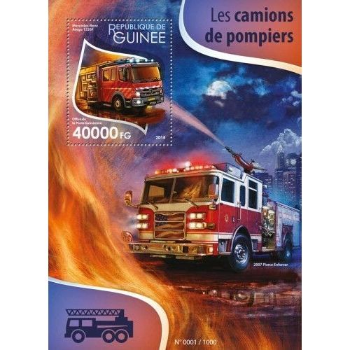 GUINEA 2015 SHEET MNH FIRE ENGINES CAMIONS DE POMPIERS FIRE TRUCKS BOMBEROS 5A