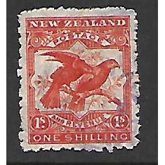 NEW ZEALAND 1909 1s VERMILION KEA & KAKA SG 394 FINE USED