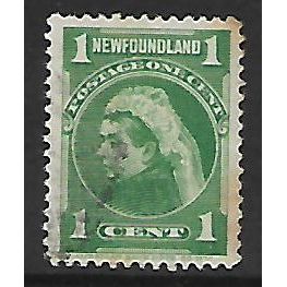 NEWFOUNDLAND 1898 1c BLUE - GREEN QUEEN VICTORIA SG85 FINE USED