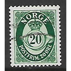 NORWAY 1937 POST HORN 20 ORE GREEN SG 417 FINE USED