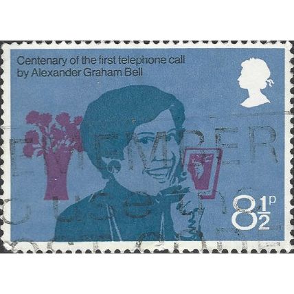 GB, Telephone Centenary, housewife on phone, blue 1976, 8½p, #5