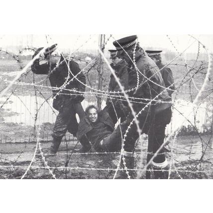 Policeman Attack Cruise Missiles CND Protester at Molesworth RPC Photo Postcard