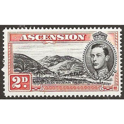 Ascension Island 1949 SG41b 2d Black & Red-Orange Perf 14 Unmounted Mint