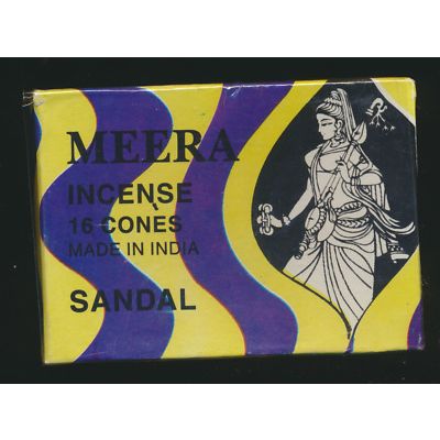 Sandal (Sandalwood), Meera Incense, 32 Cone Bundle (Two Boxes)