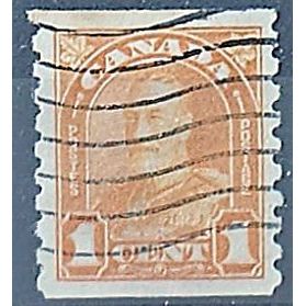 Canada 1930 SG304 1c Orange Coil Stamp IMPERF x Perf 8.5 Good+ Used ..