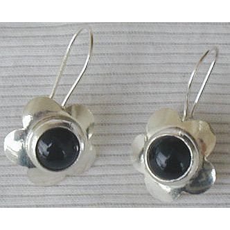 Black flowers earrings