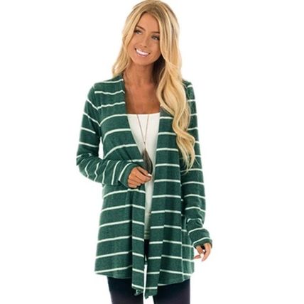 Women's Casual Long Sleeve Striped Knit Cardigan