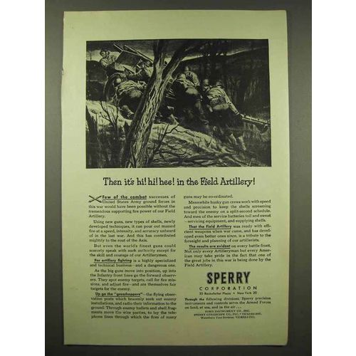 1944 Sperry Ad - Hi Hi Hee in the Field Artillery