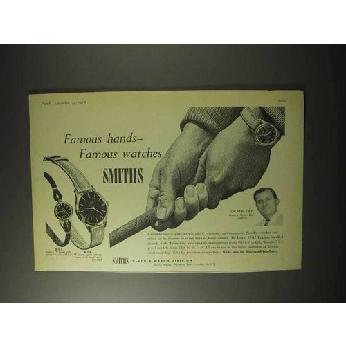 1958 Smiths Watch Ad - Dai Rees; model B.314; A.358