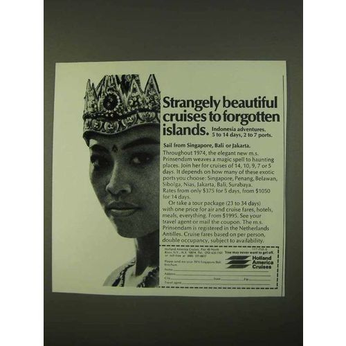 1974 Holland America Cruises Ad - Strangely Beautiful